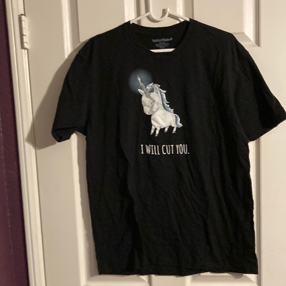 Cute Black Tee Turtle Unicorn T-Shirt 100% Cotton. Size LG - Picture 1 of 4
